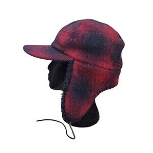 Vintage Eddie Bauer Buffalo Plaid Trapper Hat Large Made in USA Wool Adult Large